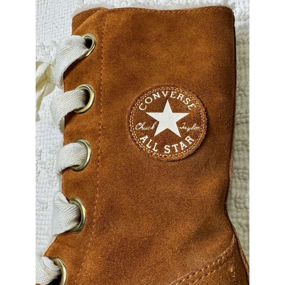 Converse Chuck Taylor All Star Suede Shearling Ribbon Lace Boots Brown Size 8 - Picture 10 of 14